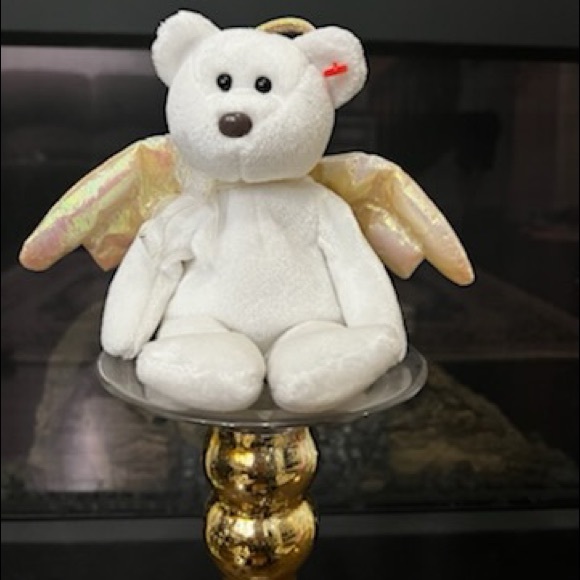 Ty Beanie Baby Halo Angel White Bear 1998 *BROWN Nose RARE. - Picture 1 of 3
